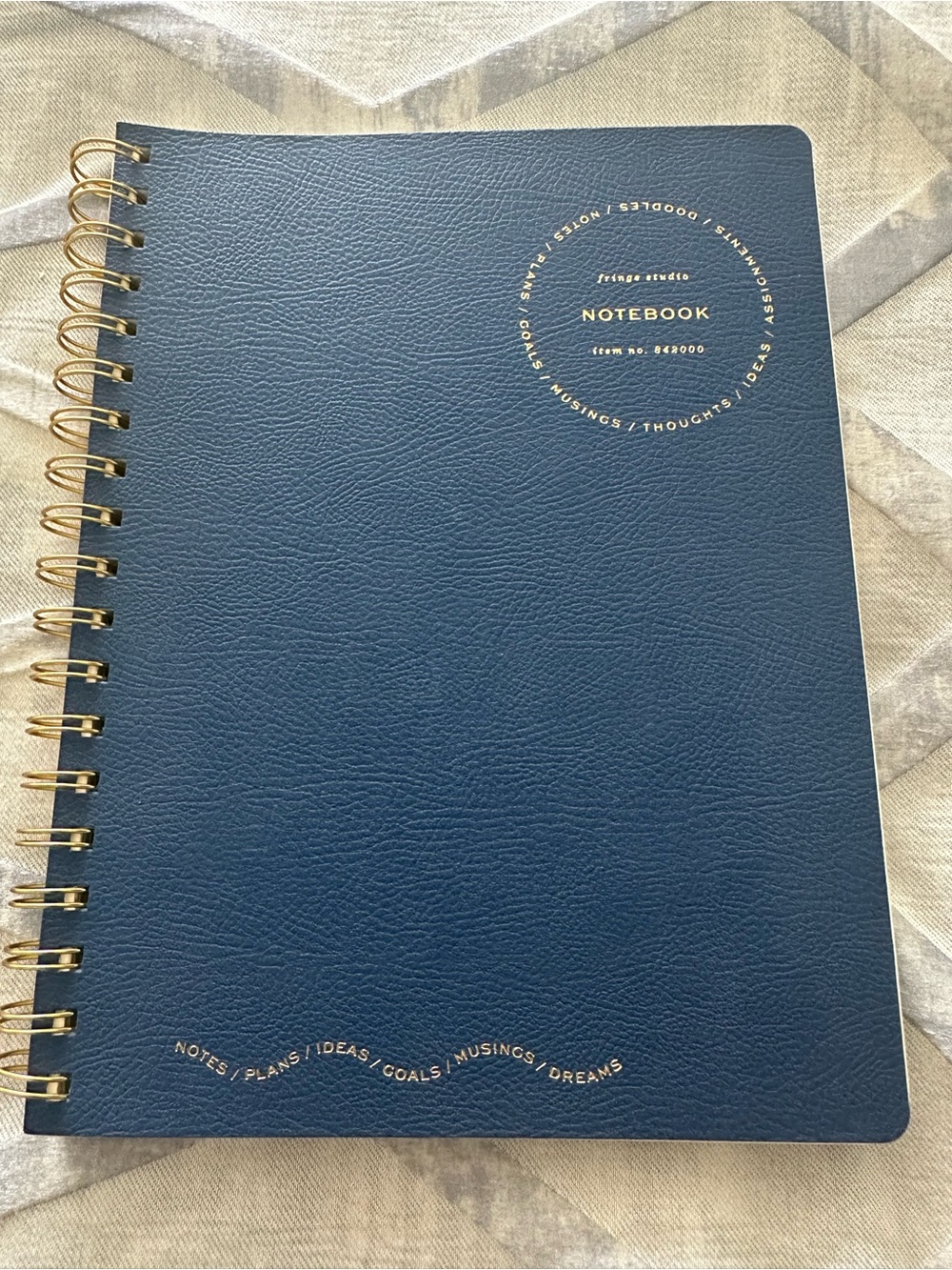 Fringe Navy Spiral Notebook with Gold Foil